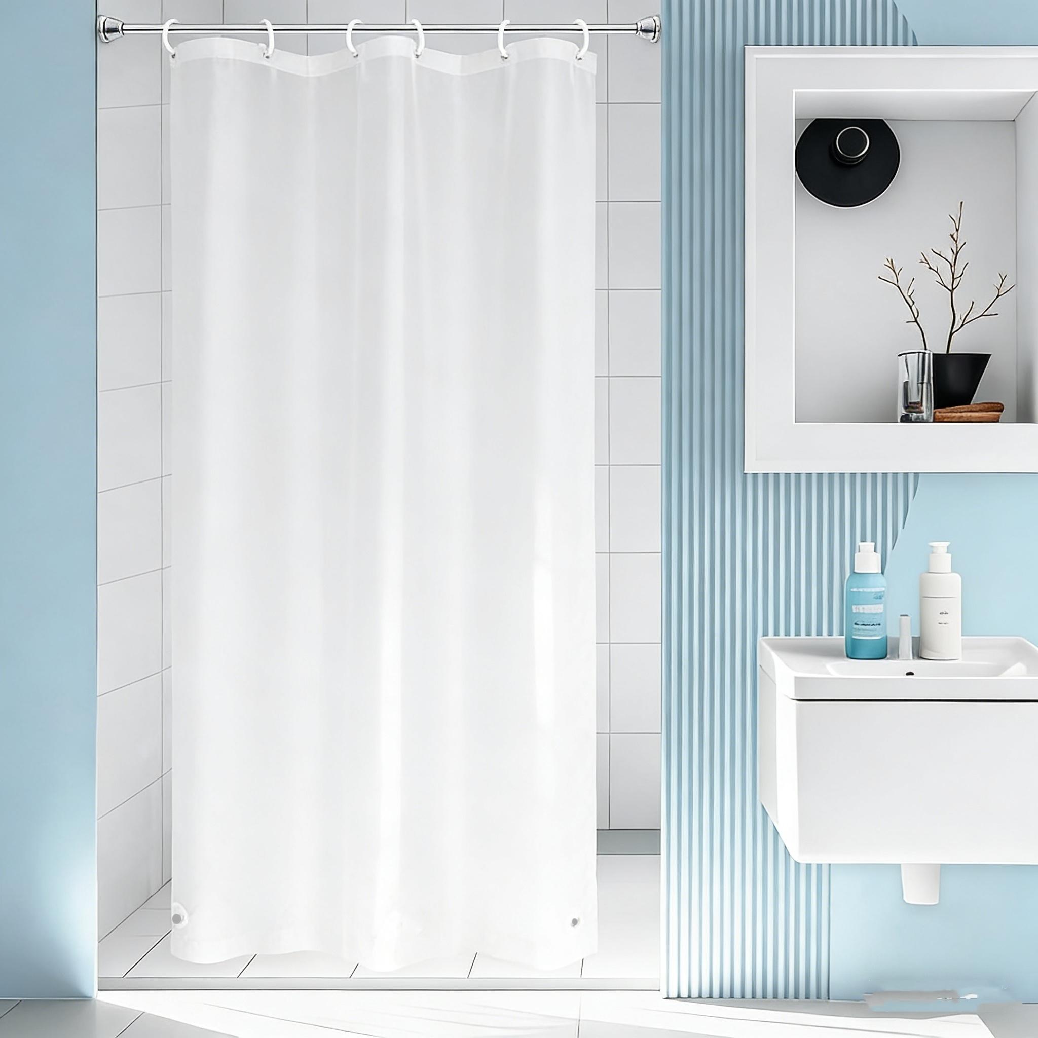 90x180cm PEVA Vízálló Zuhanyfüggöny Béléstér Könnyű Keskeny RV Fürdőszoba Kádfüggöny W90 x H180cm fehér