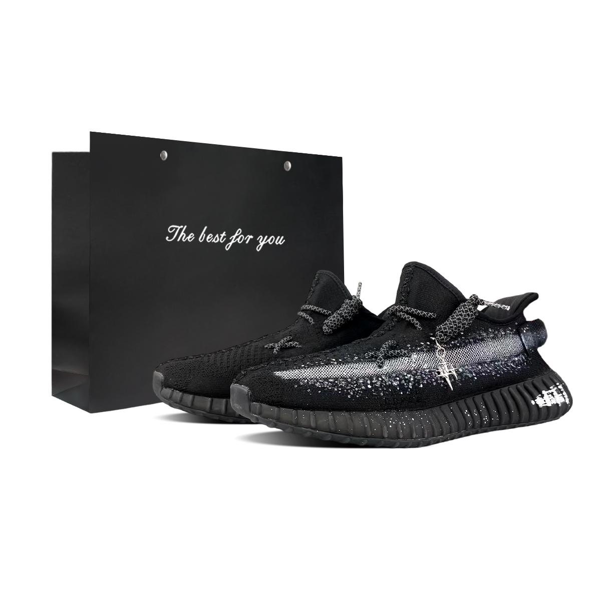 

Adidas Originals Yeezy Boost 350 V2 Low top Casual Shoes Unisex Black White HQ4540(Team373-LD) 38