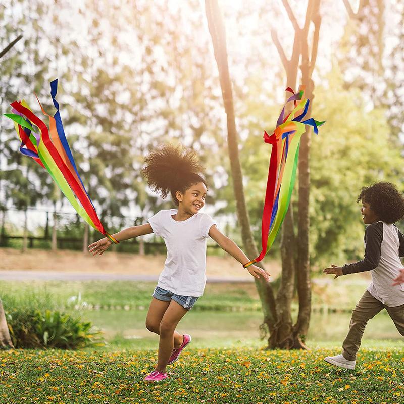 2PCS Rainbow Ribbon Streamer Rhythmic Gymnastics Dance Fun Party Games Kids Sensory Development Toys Kinder Spiele
