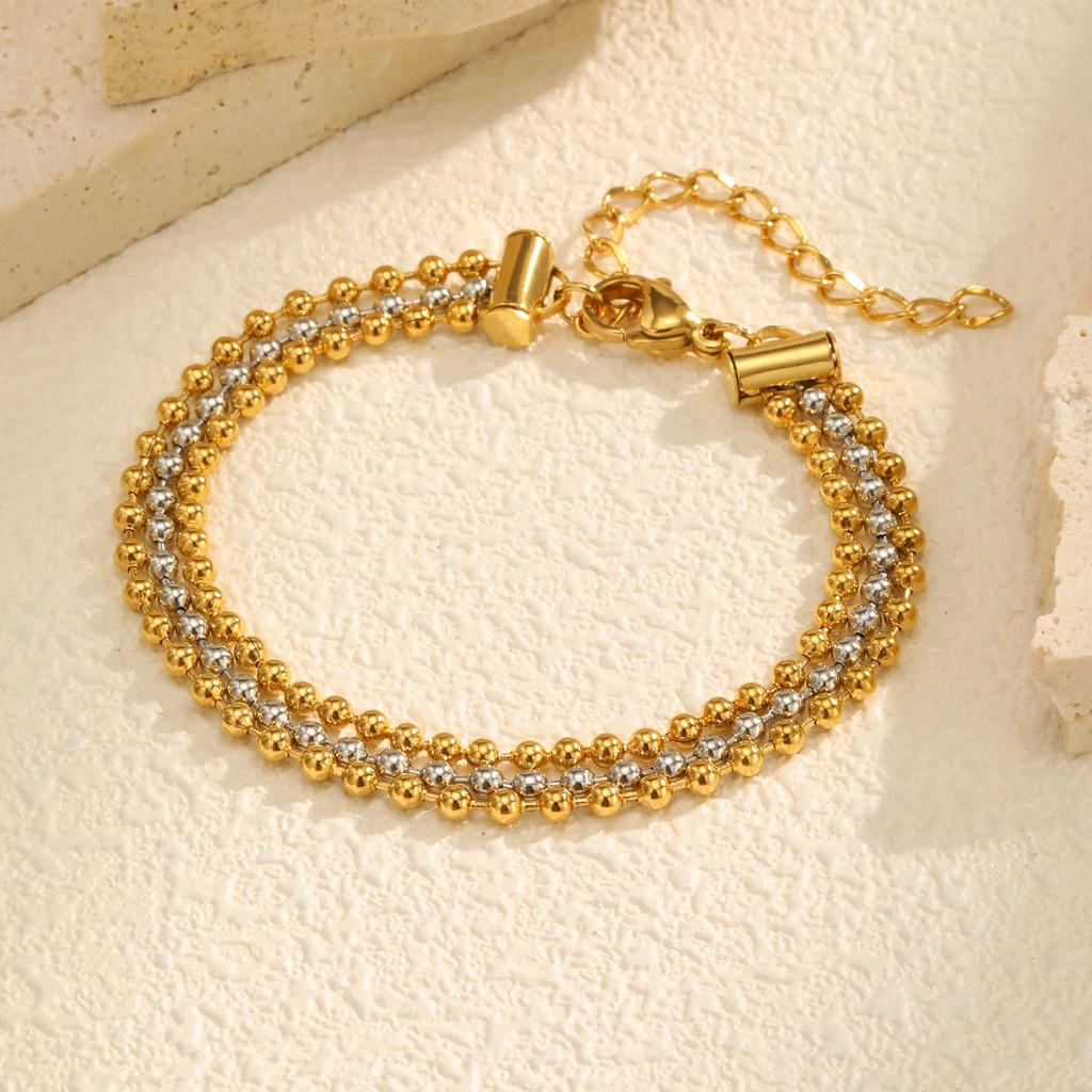 Classic Multi-layered Bead Chain Bracelet,Women's Stainless Steel Bracelets,Trendy Jewelry Mother's Day Gift