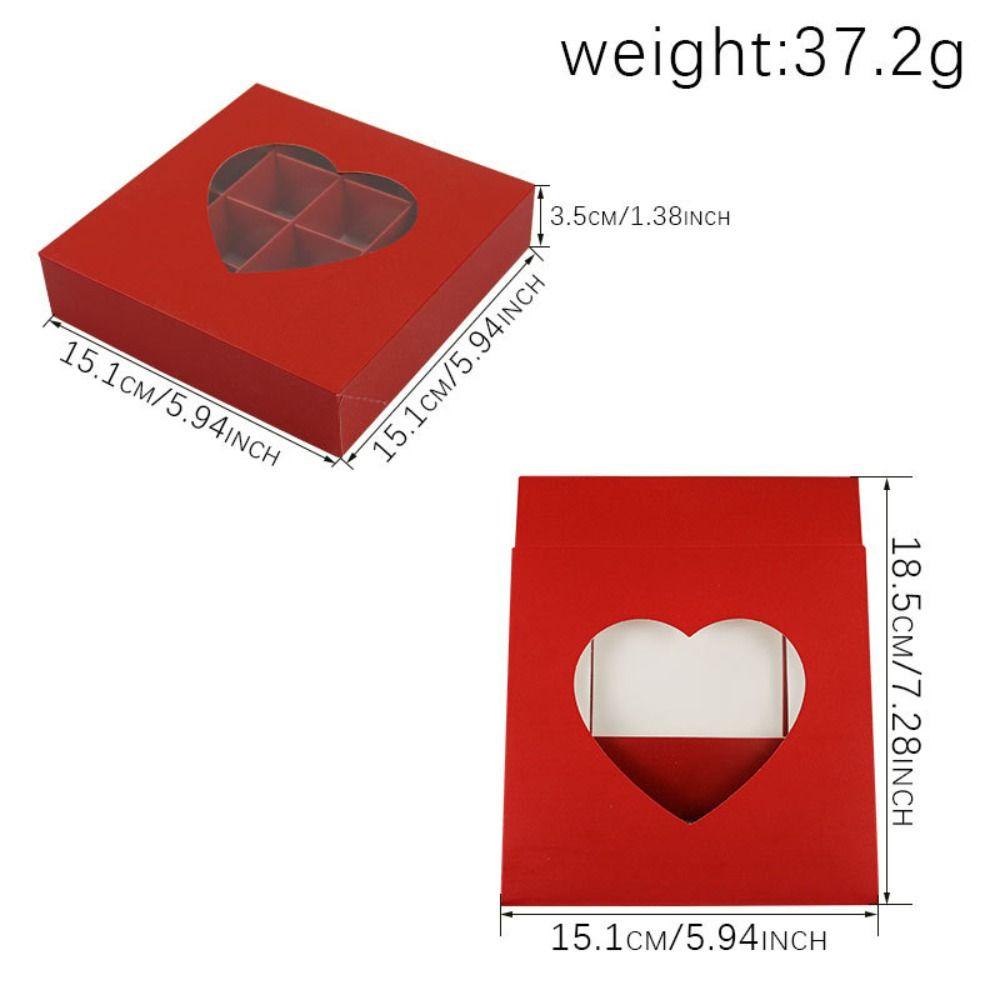 4PCS Red Pink White Heart Shaped Boxes 16 Grids DIY Handmade Gift Box Heart Gift Box Large Capacity with Window