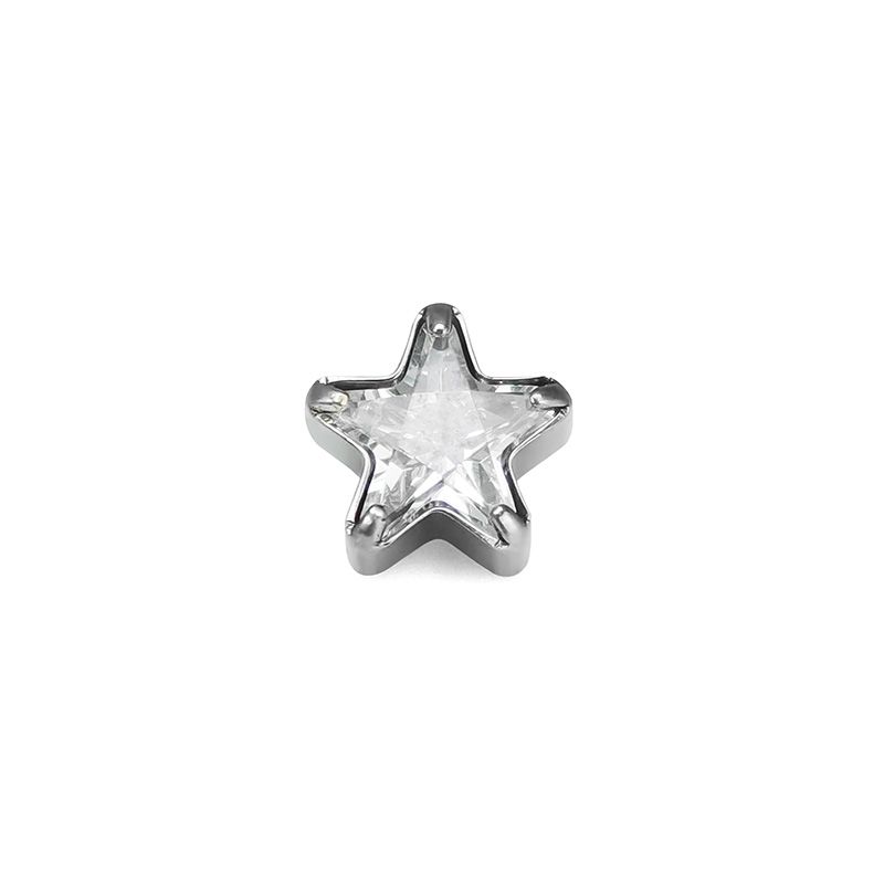 

Kyushu Puncture Titanium Alloy Pentagram Zircon Internal Thread Labret Ear Studs Ear Bone Stud Nose Stud Piercing Jewelry Head (0.9 Teeth White Zirconium) 4mm Jewelry Head