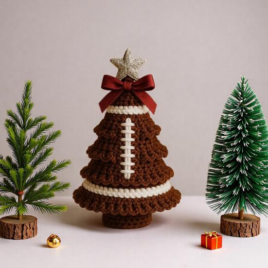 Yousheng Handmade Football/Baseball Crochet Christmas Tree Ornaments DIY Sports Themed Knit Christmas Tree Kit for Sports Fans Holiday Decor