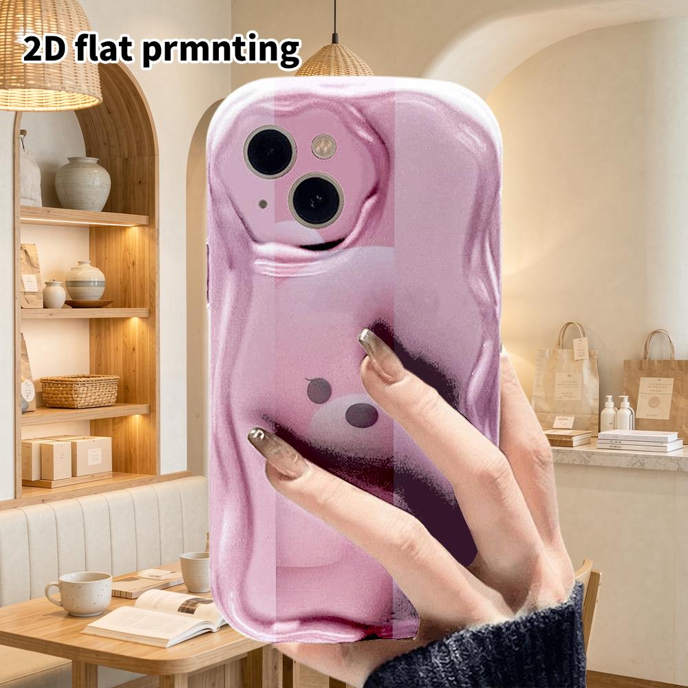 Phone Case: 2D Flat Design Suitable for iPhone 18 17 16 15 14 13 Pro, Couple Style, Pink Bear, Christmas and Halloween Gifts