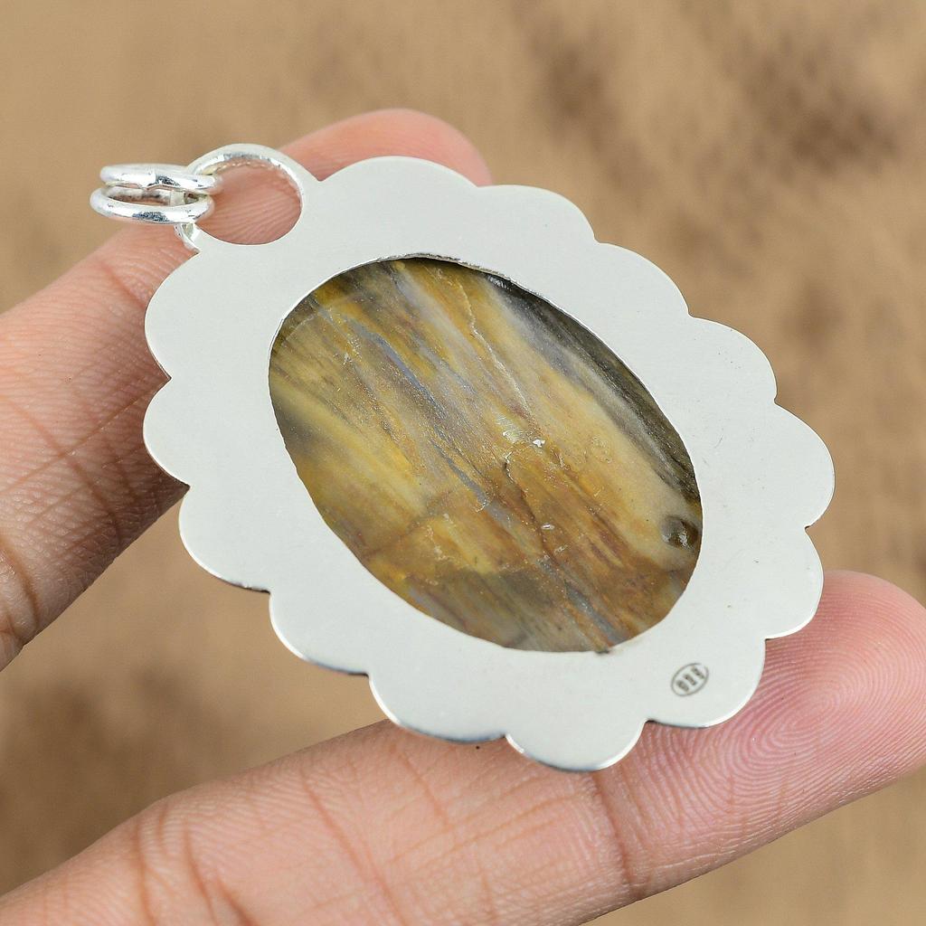 Wedding Gift For Her 925 Sterling Silver Natural Coconut Jasper Gemstone Pendant