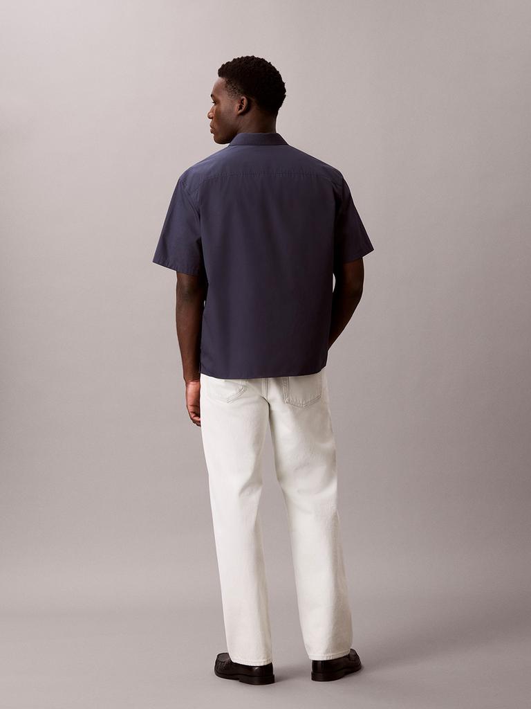 Kaelbinkeullainjin Solid Washed Poplin Relaxed Short Sleeve Shirt 4Rg102G Cci