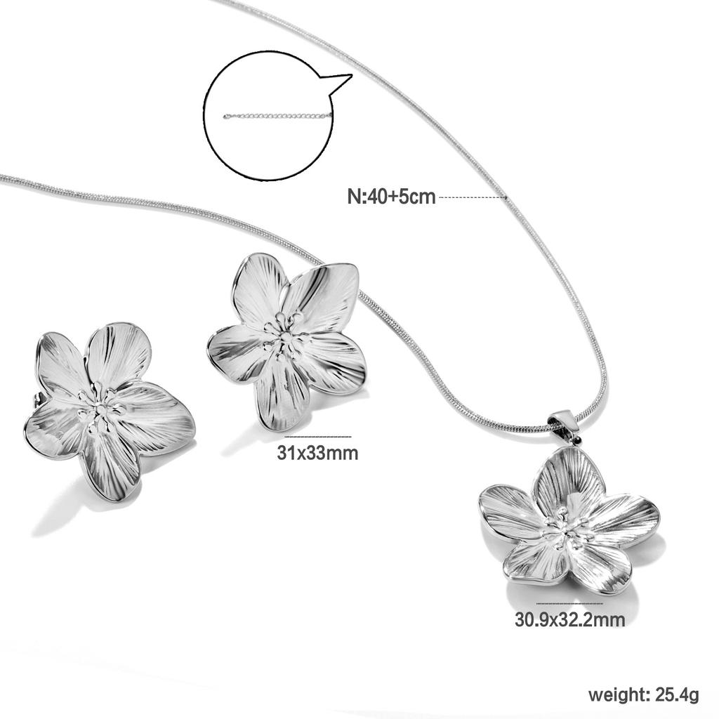 Vintage Floral Jewelry Set Elegant Earrings Necklace Bracelet Fashion Accessories