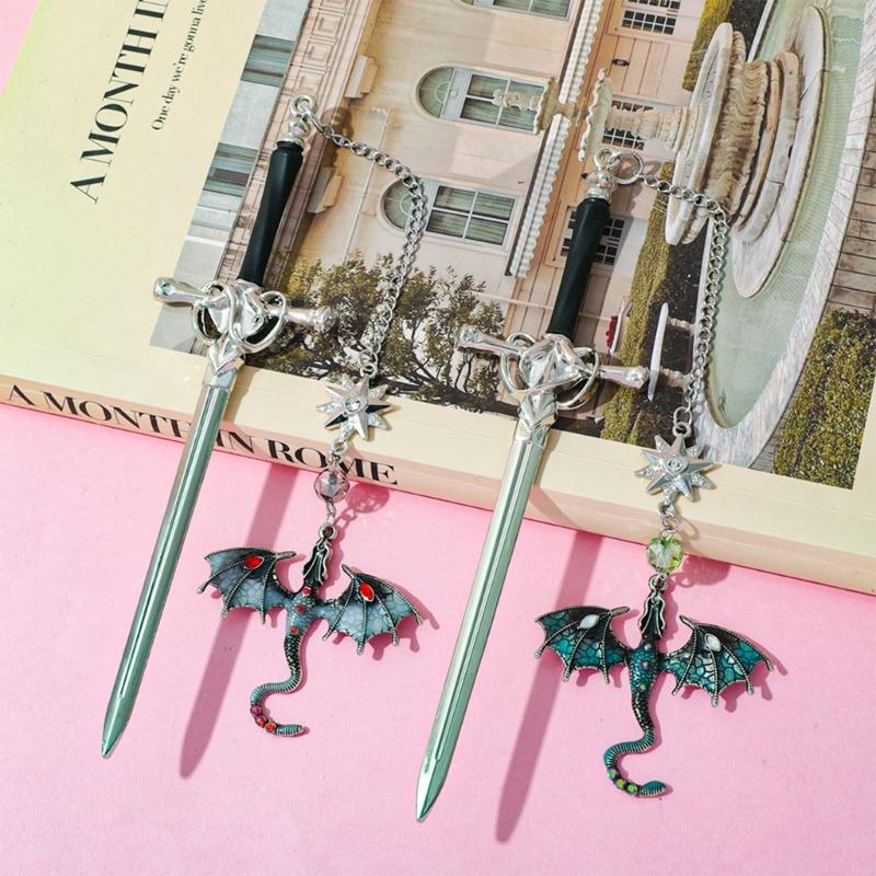 2 Pcs Dragon Swords Bookmarks Metal Page Markers Fantasy Bookmarks Stylish Reading Bookmarks Creative Bookmarks for Boy