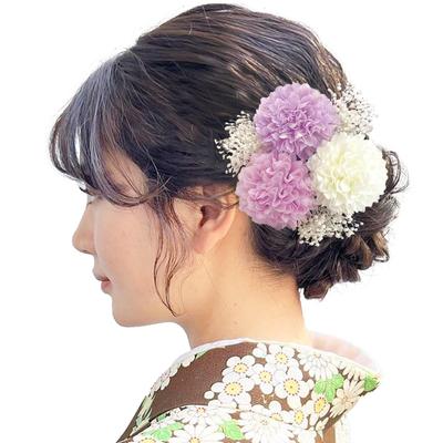 Baramoly Hair Preserved Artificial Japanese Purple Ornament, Shichi-Go-San, Coming-of-Age Ceremony, Flowers, Baby's Breath, Wedding, Graduation,