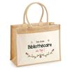 Beach Bag - PLANETEE - Jute with «Top Librarian» Pocket - Cotton Printed In France - 43×33 Cm - Shoulder Straps