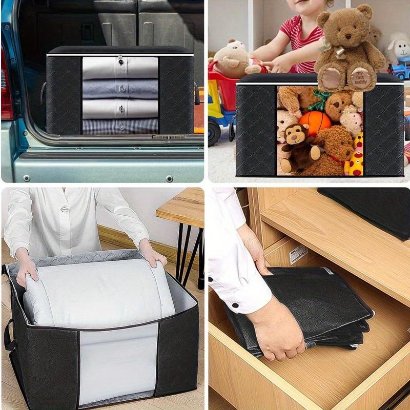 1Pc Portable Large Capacity Quilt Storage Bags Quilted Clothes Organizer with Visual Window, Perfect Home Finishing Storage Bag