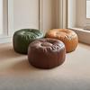 Copertura Poggiapiedi Marocchina in Ecopelle Non Imbottita Pouf da Meditazione Borsa per Riporre Giocattoli Vestiti Vecchi Copricuscino Tatami per Angolo Finestra