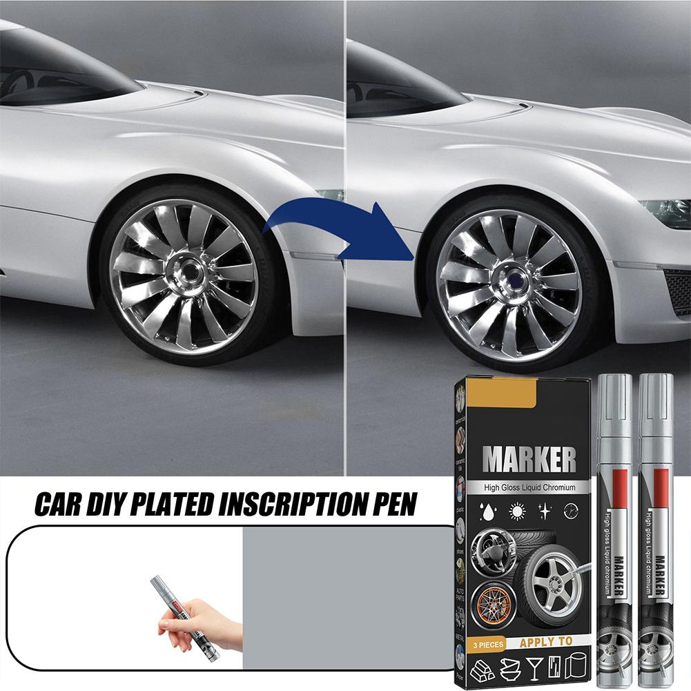 3pcs Chrome Marker Pen Permanent Marker For Car Bike Motor Tires Tyre Marker Paint Pen Rubber Tyre Marker Metallic Markers