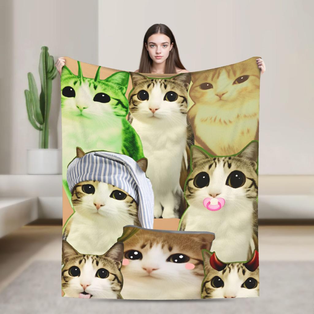 Explosion Toilet Meowl Cat Warm Soft Blanket Novelty Plane Travel Throw Blanket Couch Bed Flannel Bedspread Sofa Bed Cover