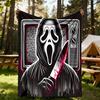 1PC Ghostface Scream Outdoor Flannel Throw Blanket - HD Printed Lightweight Soft Warm All-Season Blanket for Sofa, Bed, Travel, Camping 039