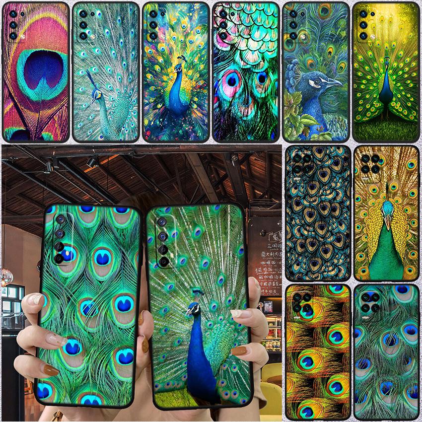 RP55 Pfauenfeder Handyhülle für Samsung Galaxy M06 M15 M16 M35 M55 M56 A36 A42 A50 A50S A51 A52 A32 A33 A05 A05S A06 A16 A20