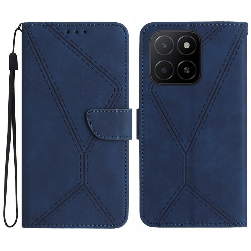 For Honor X8c 4G Case Skin Touch Lines Imprinted PU Leather Flip Phone Cover