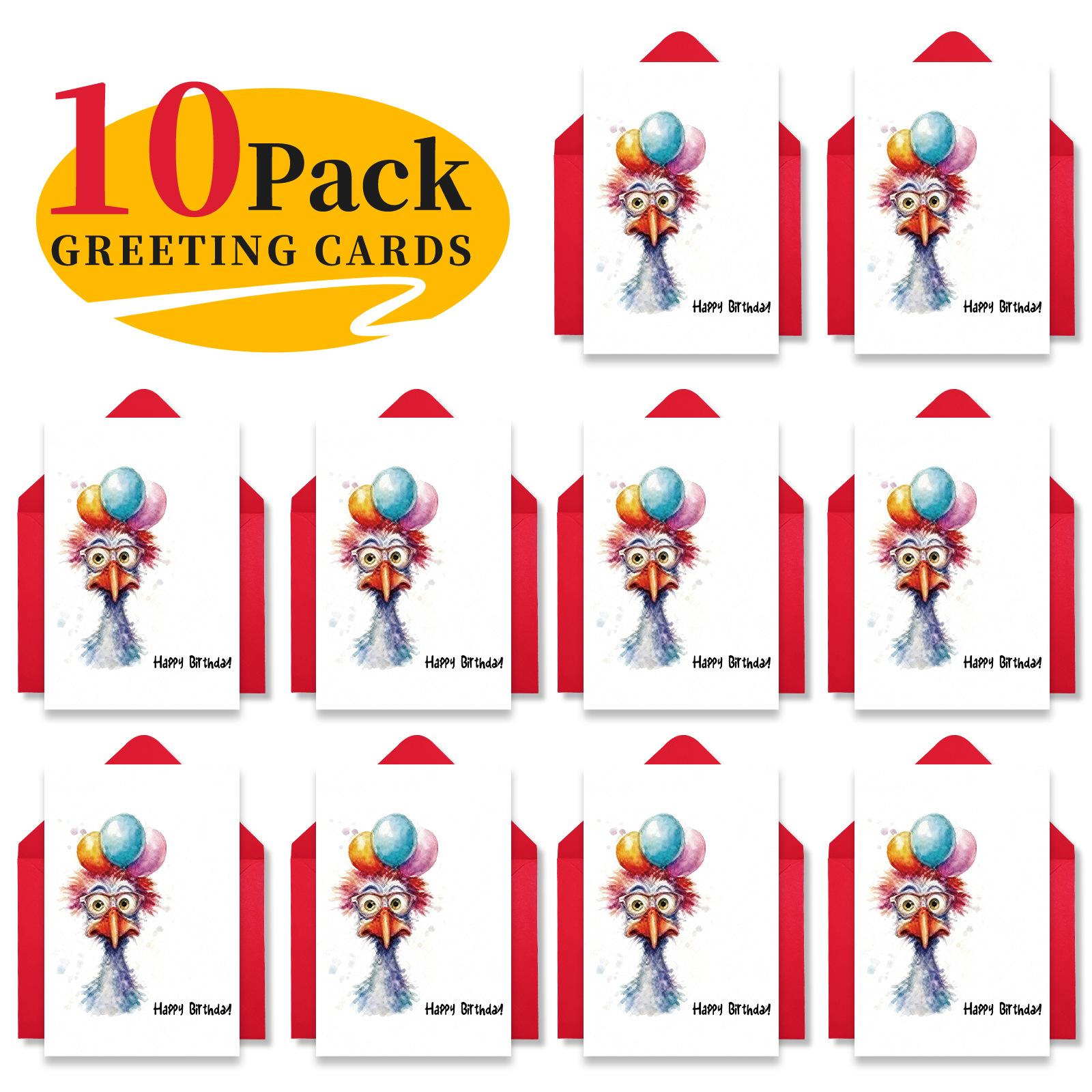 

Happy Birthday Greeting Card Envelope Set Watercolor Cartoon Animal Large Size Foldable Handwritten Blessing Card T020400609