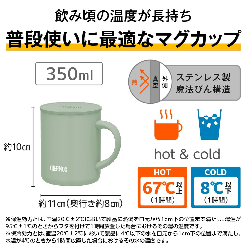 Thermos Vacuum Insulated Pale PAGR Mug, 350ml, Green, JDG-352C