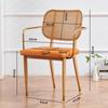 Nordic Light Luxury Wrought Iron Rattan Dining Chair - European Style for Home, Hotel, Cafe, or Leisure.