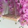 Wooden Hanging Swing Hammock Hamster Squirrel Parrot Pet Chain with Bell Toy