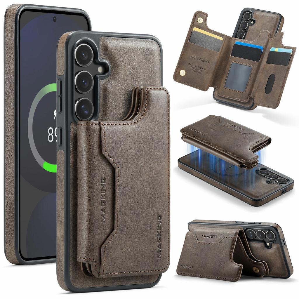 MAGKING K3 Series For Samsung Galaxy S24 FE Magnetic Case Detachable Wallet PC + TPU + PU Phone Cover