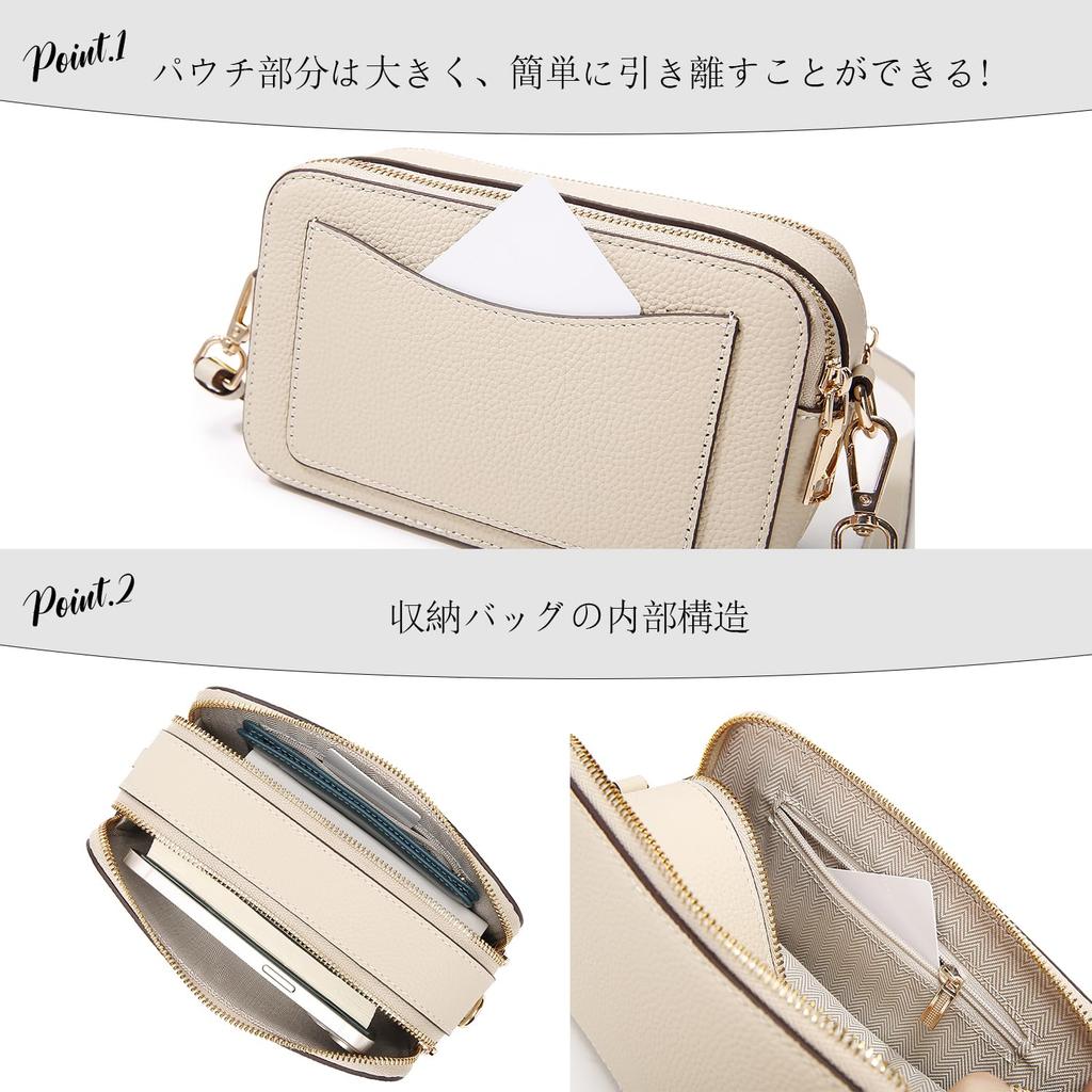 Queenoris Women's Leather Handbag, Crossbody Bag, Shoulder Bag, and Wallet (Off-White)