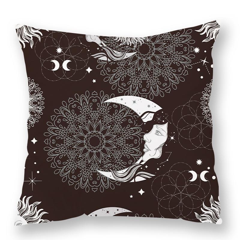 Abstract Star Moon Plush Pillow Cover Constellation Compass Totem Yoga Digital Printed Backrest Set Premium Durable