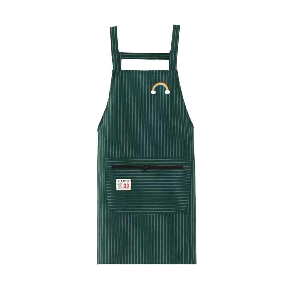 1Pcs Simple Waterproof Apron Wear Resistant Anti-Fouling Anti-Oil Zipper Large Pocket Apron Home Kitchen Apron
