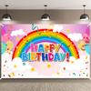 Fondo de Cumpleaños Arcoíris Remerry para Niñas Banderín Colorido Decoraciones para Fiesta de Cumpleaños Feliz para Niñas Niños Niños Adulto B