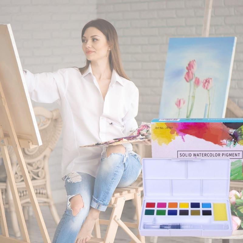 12/18/24/36/48 Colors Travel Water Color Kits Watercolor Paint Set Solid Watercolor Painting Pigment Drawing Supplies