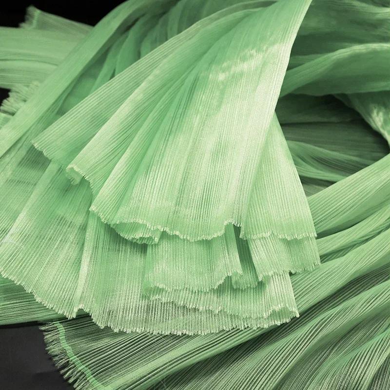 100x145cm Jasná Plisovaná Organza Látka Šít Svatební Šaty A Módní Plisované Síťoviny, DIY Tvar Pevné Designové Látky
