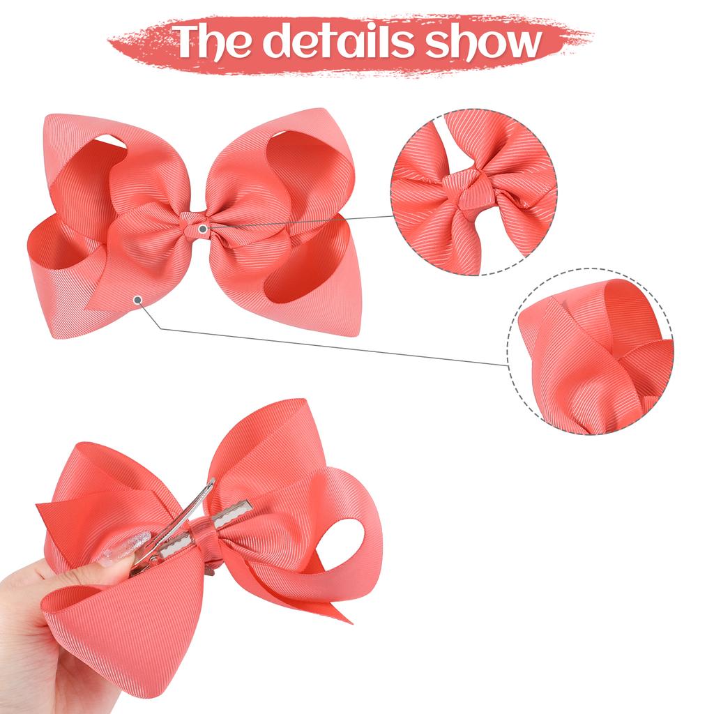 Cinta de Grosgrain Grande de 6 Pulgadas Lazos para el Cabello Lisos con Pinzas para Mujeres Niñas Niños Pinzas para el Cabello Tocado Boutique Broches para el Cabello Accesorios