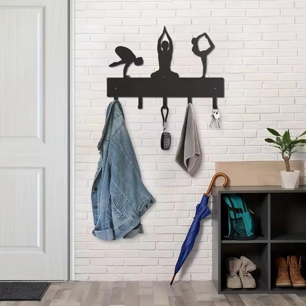 Metal Wall Mounted Hooks Yoga Body Shape Multi-purpose Clothes Key Storage Household Yoga Wall Hooks Metal Shape Multi-purpose