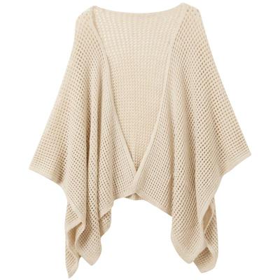 SANCITY Waffelstrick Ausgesparter Schal-Cardigan