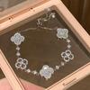 Pulsera coreana ajustable de flor de rombo de circón - Joyería elegante y versátil para mujer