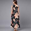 Oversized Women Sleeveless Round Neck Dress Elegant Cluster Flower Printed Loose Mid Calf Dress