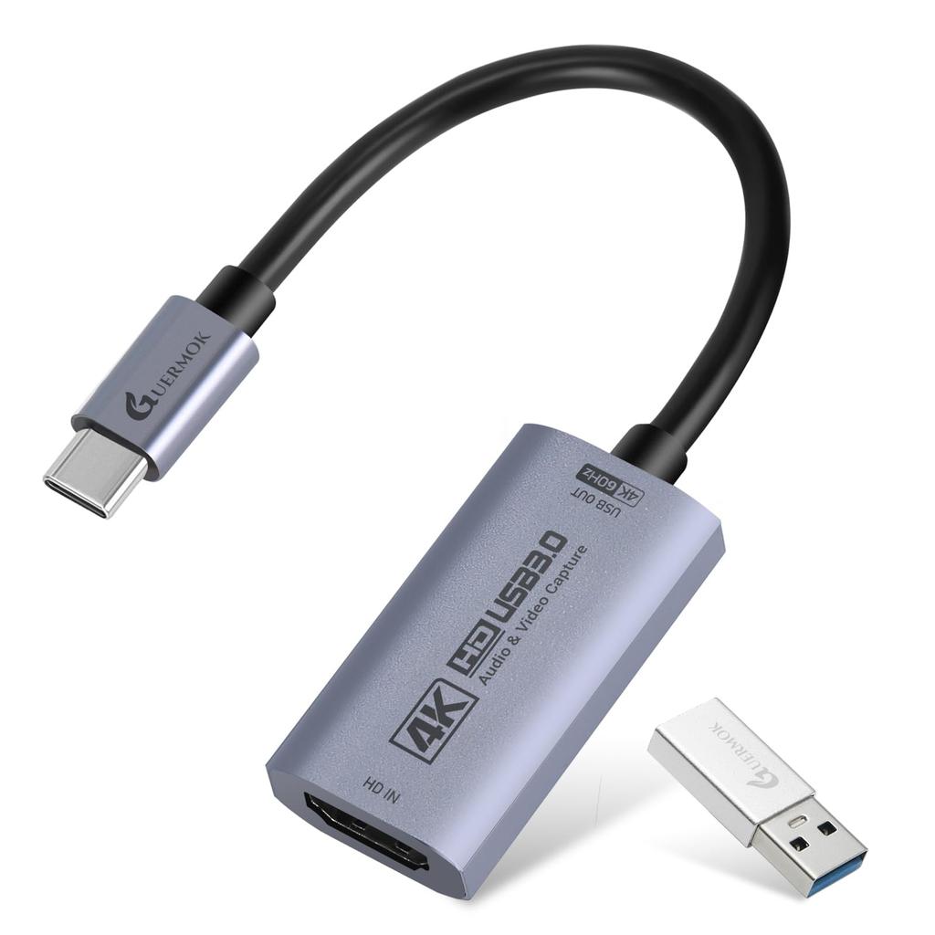 Guermok HDMI Capture Card 4K60FPS, 2K144FPS USB 3.0 HDMI to USB CA Video Capture Card for Streaming, Works with iPad, Switch 21, PS54, Xbox, Quest 3,