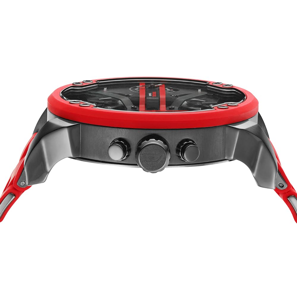 Relógio Diesel Daddy Envoltório de Silicone Vermelho Aço Inoxidável DZ7370 Masculino Sr.. 2.0 Multi-Movimento [Usado]