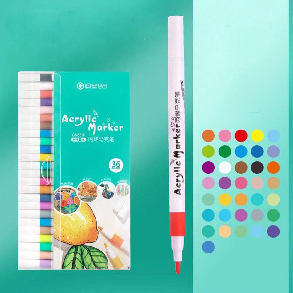 Waterproof 12/24/36/48/60 Colors Acrylic Marker Drawing Multicolor Markers Brush Pens Set  School