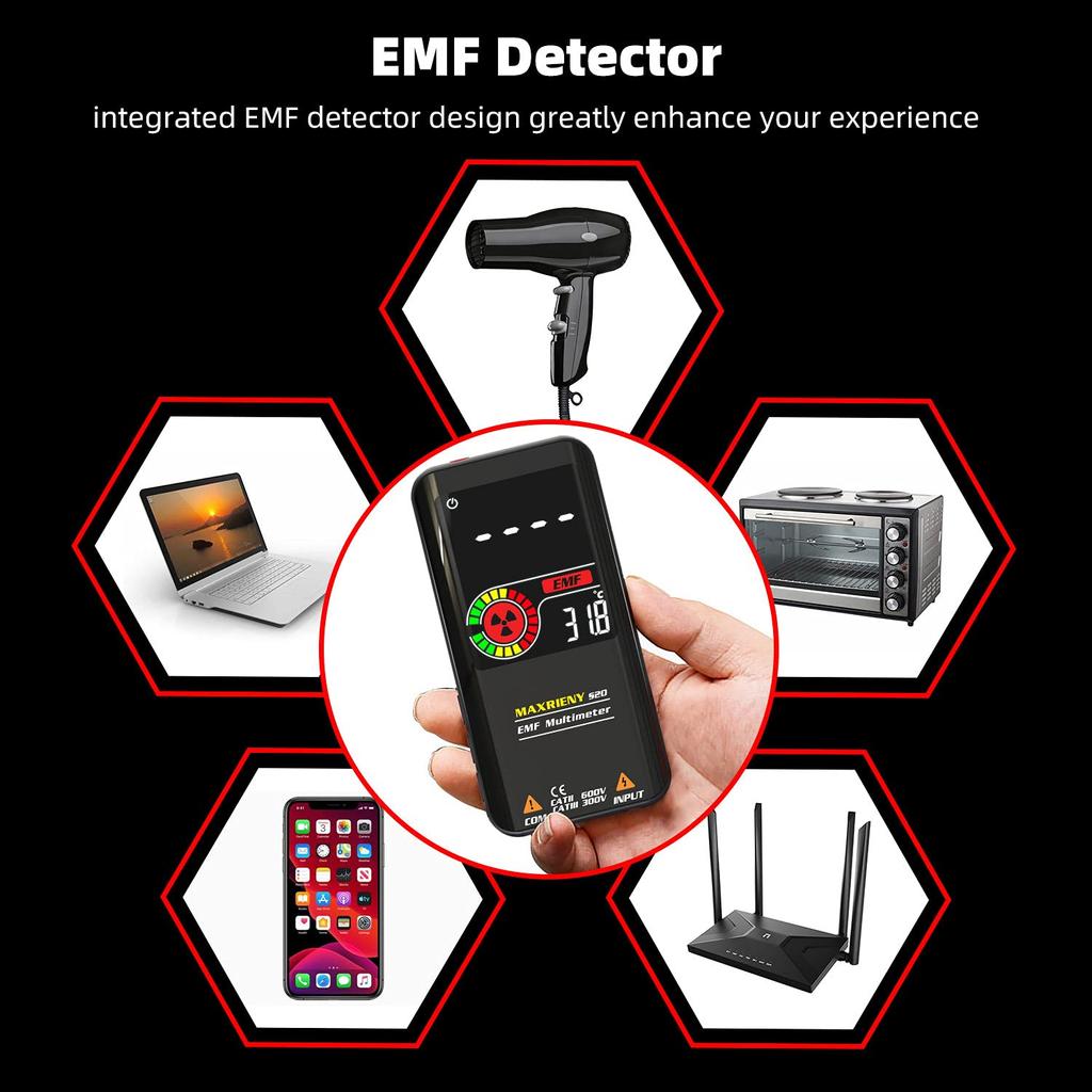 MAXRIENY Rechargeable Digital Color Screen with EMF 9999 Count Live Voltage Tester Tester, Detector, Auto-Range Voltmeter, Capacitance, Resistance,