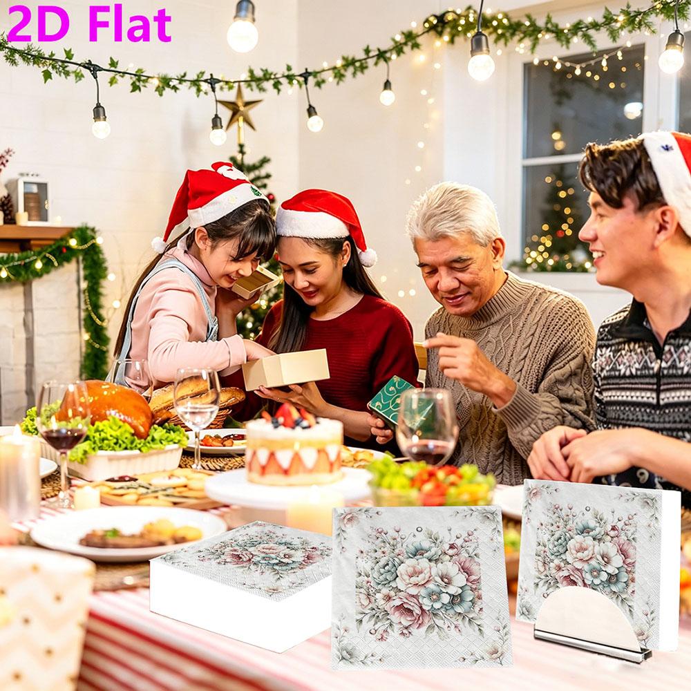 20pcs Disposable Napkins with Flower Pattern Print for Wedding,Parties,and Daily Use for Thanksgiving Fall Christmas Table Decoration