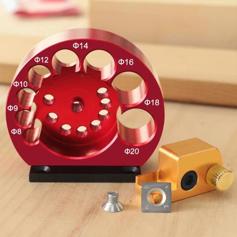 Dowel Jig Dowel Maker Jig 8 Holes Adjustable Dowel Maker Jig Kits with Metal Blade Electric Drill Milling Woodworking
