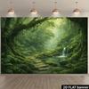 Enchanted Jungle Banner with Waterfall and Ferns Photo Booth Background Cloth