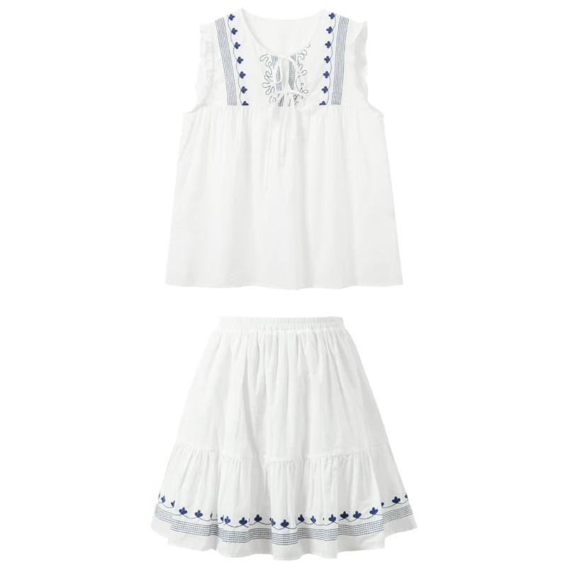 

Sancai Women s 100% Cotton Babydoll Top & Skirt Set M