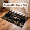 Mushroom Forest Theme Crystal Velvet Floor Rug Personalized Custom Name Text Warm Carpet Home Decoration
