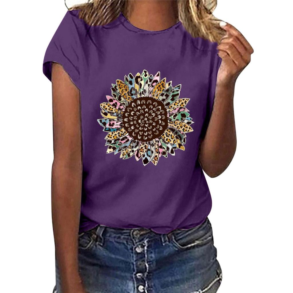 Women Casual Letter Printing Short Sleeves Loose T-Shirt Blouse Tops