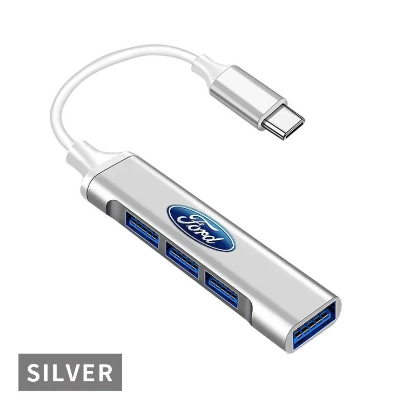 New 2026 Car Sticker Car 4 In 1 USB-C Hub Notebook Docking USB Splitter Multi-interface Conversion For Ford ST Line Focus 3 Mond