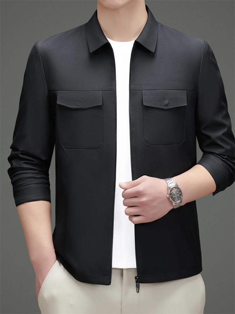 2026 Men's Spring Lapel Zipper Jacket: Casual, Trendy, and Versatile for Middle-aged Dads