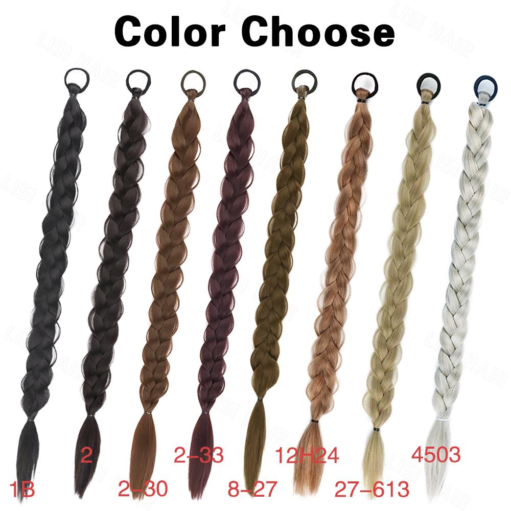 MISS WIG Synthetic With Elastic Band Hair Fiber Extensions Natural Looking  Long Braided Ponytail Hair Accessories For Women Party Daily Use